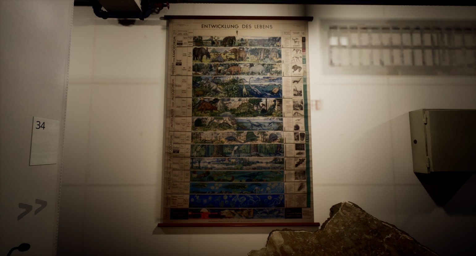 A 3D render of a large poster showing all the developmental stages of life on earth